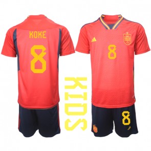 Maillot de foot Espagne Koke #8 Domicile enfant Monde 2022 Manches Courte (+ pantalon court)